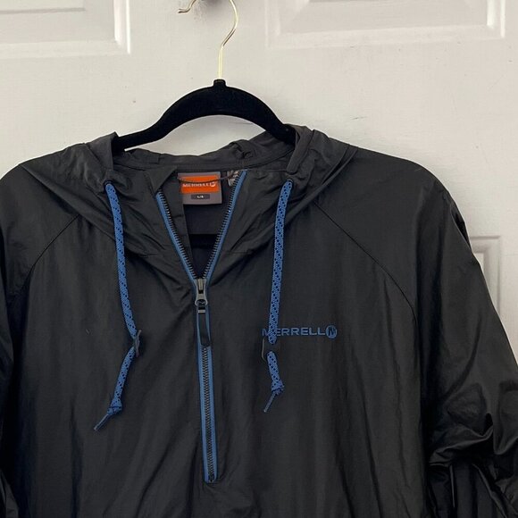 Merrell Men's Black Packable 1/2 Zip Pull-Over Security Zipper Rain Jacket Sz Lr - Picture 2 of 10